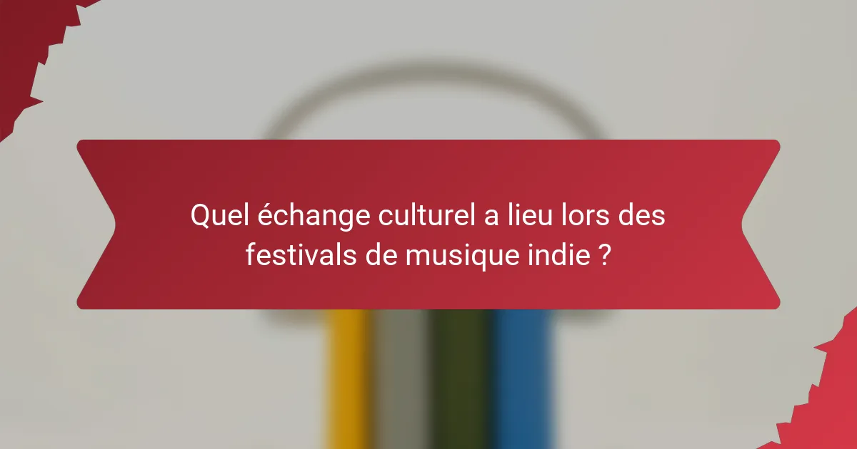 Quel échange culturel a lieu lors des festivals de musique indie ?