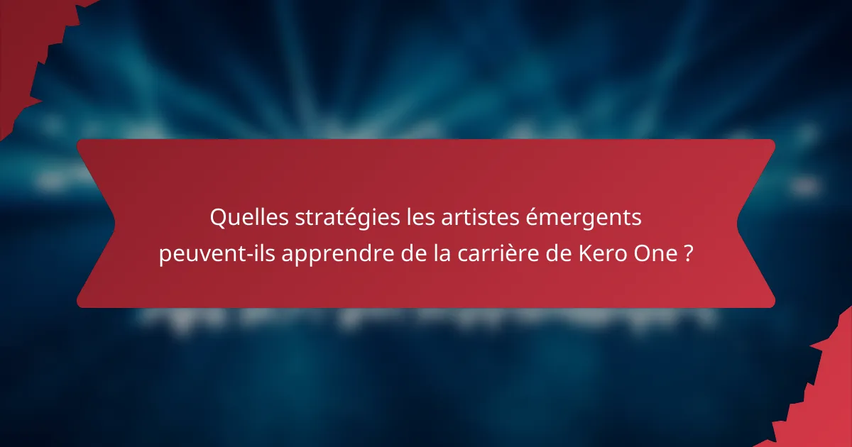 Quelles stratégies les artistes émergents peuvent-ils apprendre de la carrière de Kero One ?