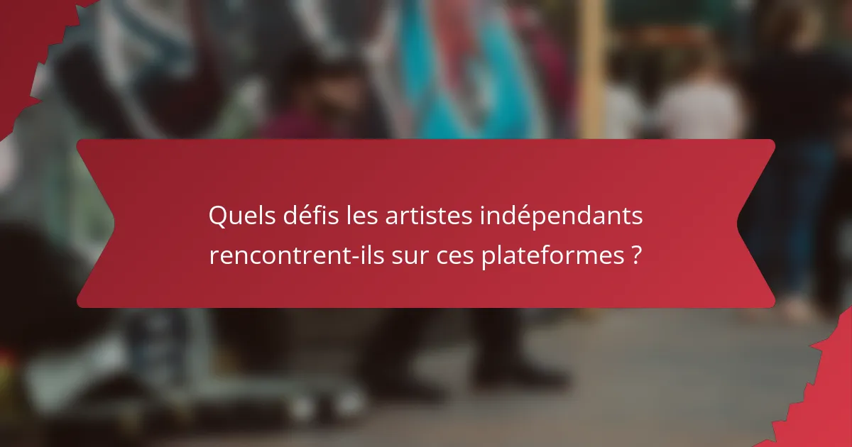 Quels défis les artistes indépendants rencontrent-ils sur ces plateformes ?