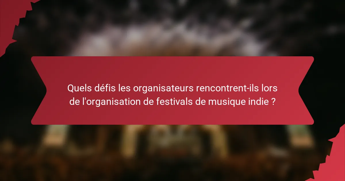 Quels défis les organisateurs rencontrent-ils lors de l'organisation de festivals de musique indie ?