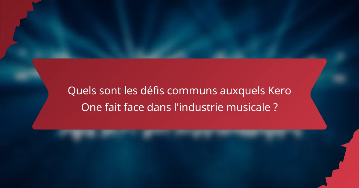 Quels sont les défis communs auxquels Kero One fait face dans l'industrie musicale ?