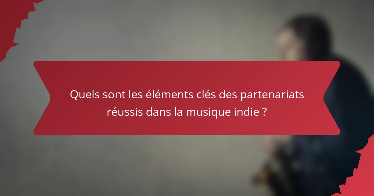 Quels sont les éléments clés des partenariats réussis dans la musique indie ?