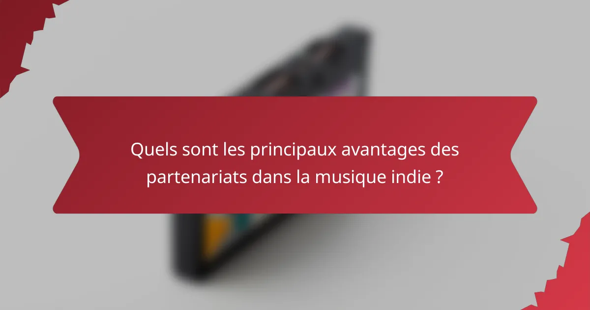 Quels sont les principaux avantages des partenariats dans la musique indie ?